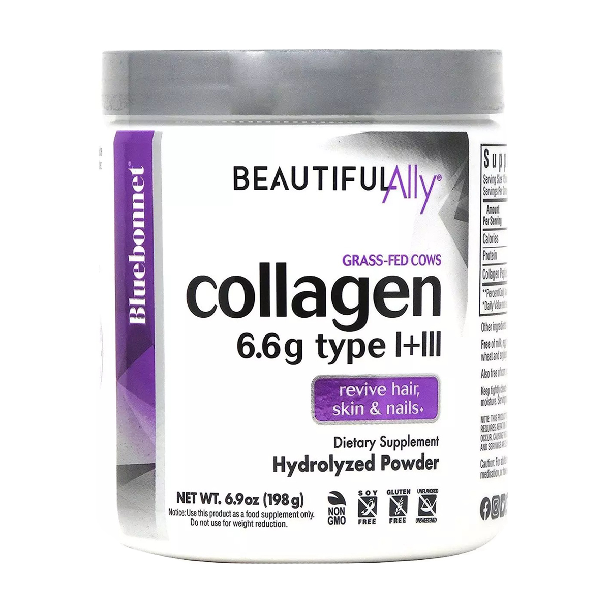 Колаген 1 та 3 типу Bluebonnet Nutrition Beautiful Ally Collagen Type I + III в порошку, 198 г